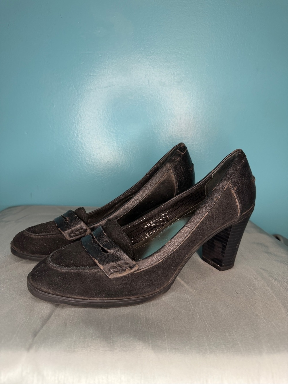 Style & Co. Black Suede Block Heel Loafers